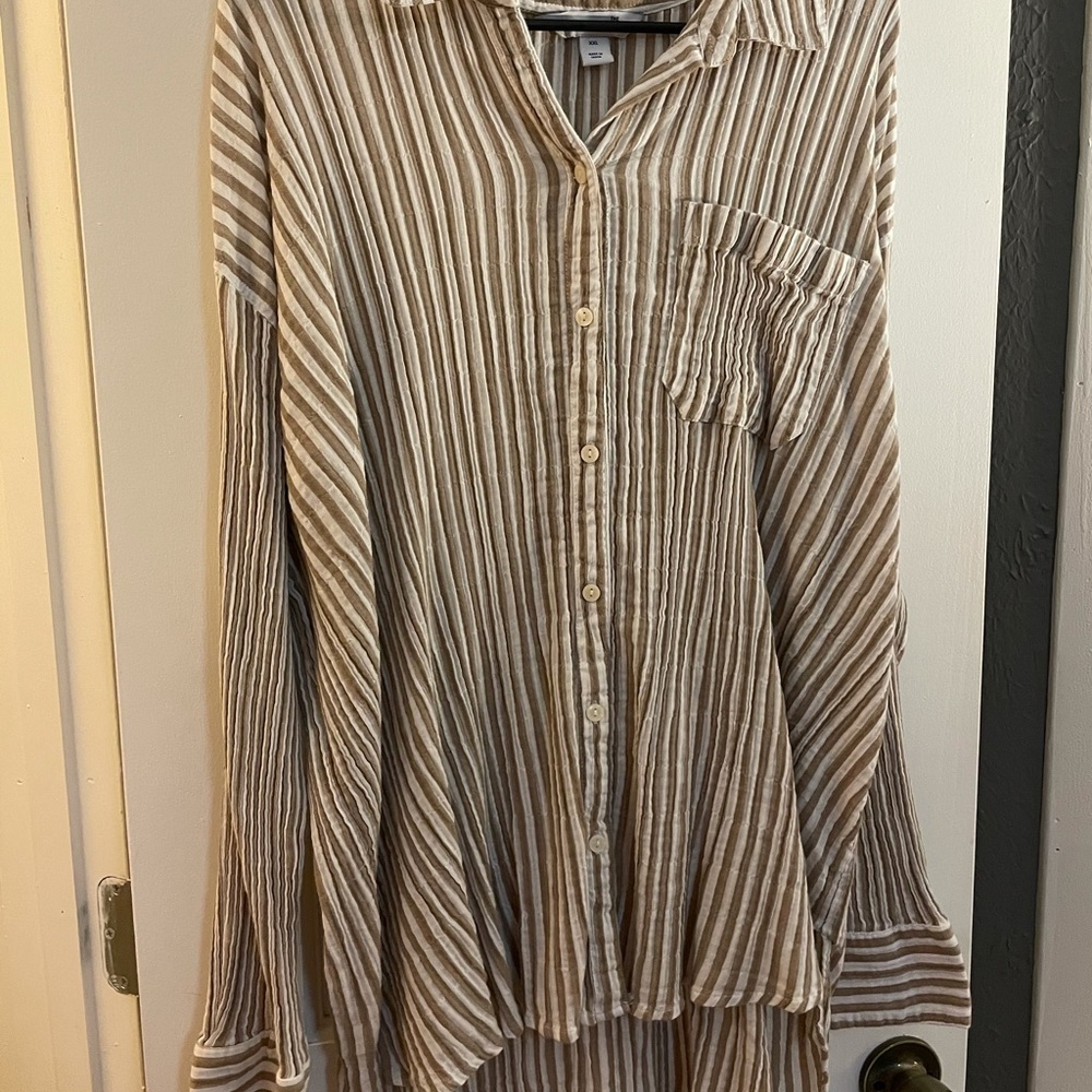 Old Navy Striped Boyfriend Collared Shirt